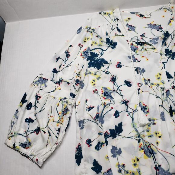 Caslon Blouse Womens XXL White Floral Peasant Bohemian 3/4 Sleeve Cottagecore - Picture 16 of 16